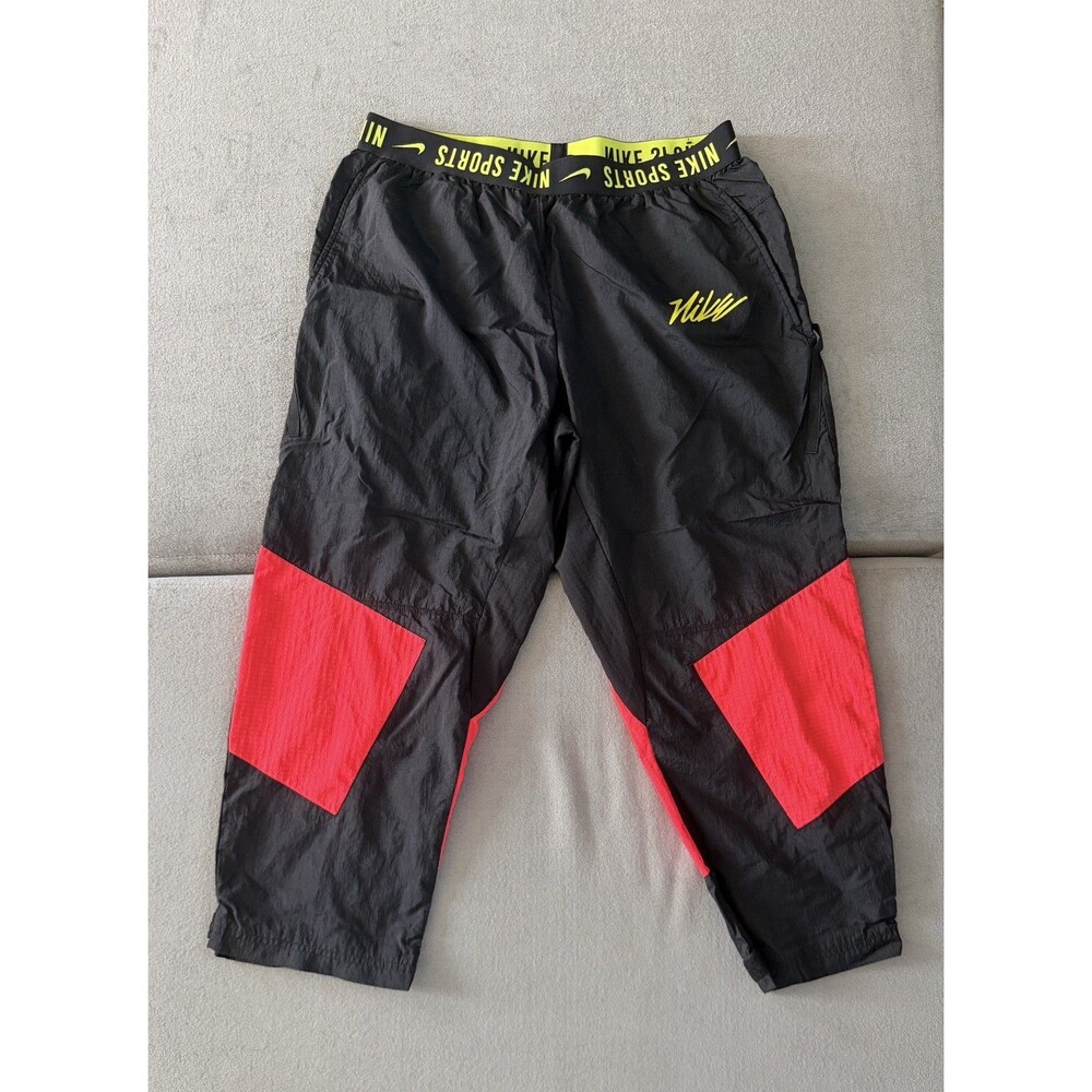 Nike Pants Men XL Windbreaker Jogger Retro Black Red CJ4629-011 Colorblock